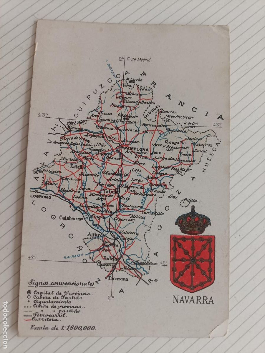 Postales: Navarra. Postal formato antiguo. Mapa