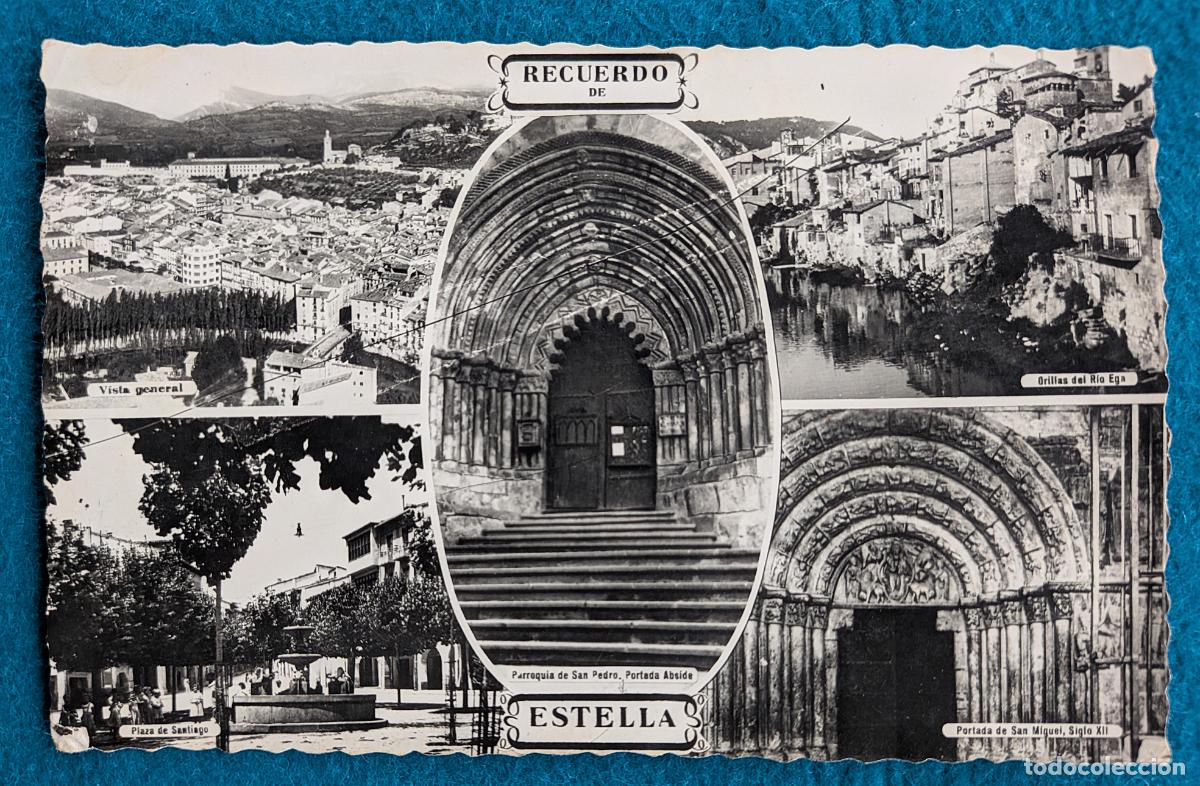 Postales: RW POSTAL ESTELLA NAVARRA RECUERDO PARROQUIA DE SAN PEDRO PORTADA ABSIDA P2006