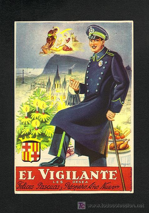 Postcards: Felicitacion Navide&ntilde;a de oficios: EL VIGILANTE