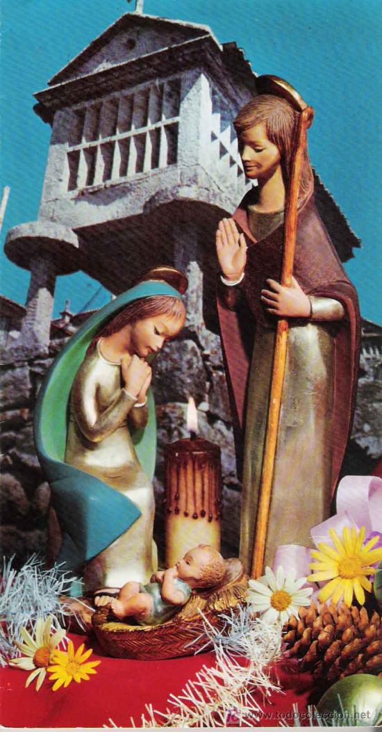 Cartes Postales: Postal navide&ntilde;a, nacimiento con h&oacute;rreo