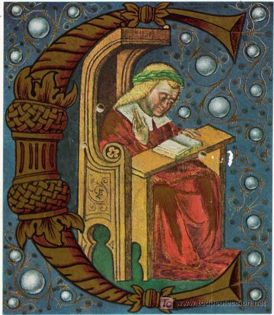 Cartes Postales: Reproducci&oacute;n de  Miniatura capitular C medieval