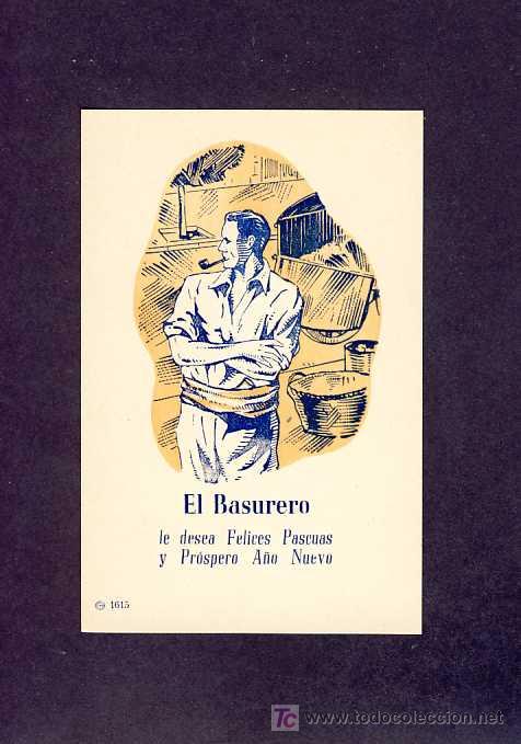 Postais: Felicitacion navide&ntilde;a de oficios: EL BASURERO