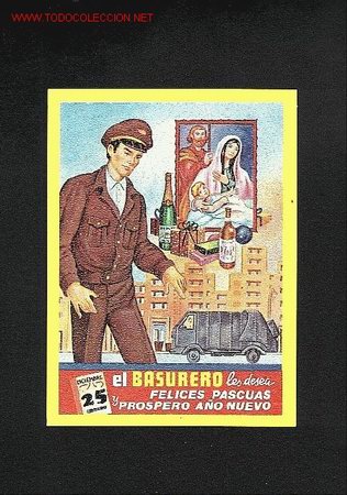 Postkarten: Felicitacion navide&ntilde;a de oficios: EL BASURERO