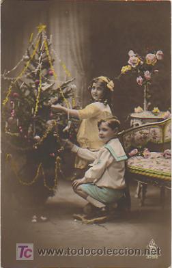 Postcards: NI&Ntilde;OS JUNTO A UN &Aacute;RBOL DE NAVIDAD. CIRCULADA, 1918.