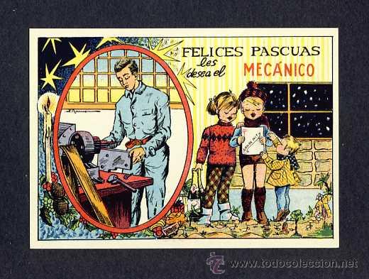 Postais: Felicitacion navide&ntilde;a de oficios: El mecanico