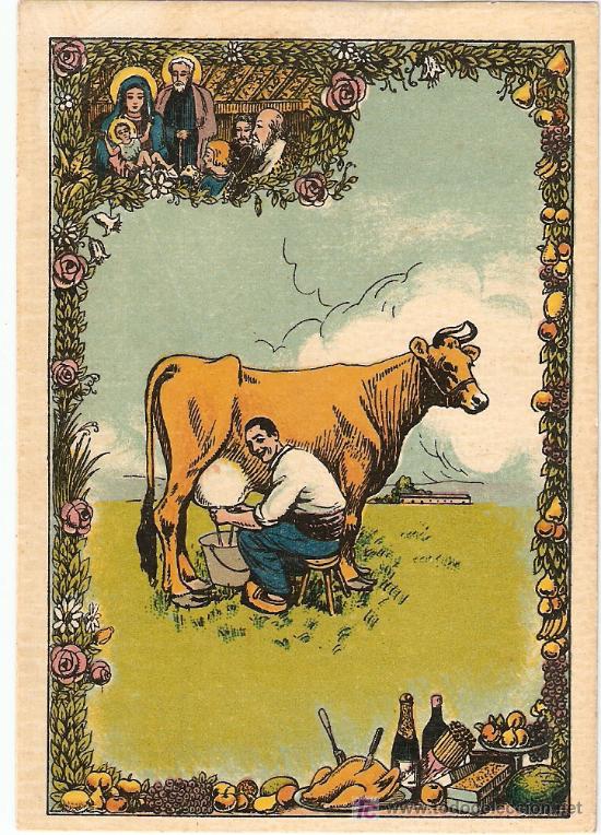 Postales: EL LLETER -Felicita les Pasq&uuml;es de Nadal- Dibujo posiblemente de OPISSO- Vell i Bell