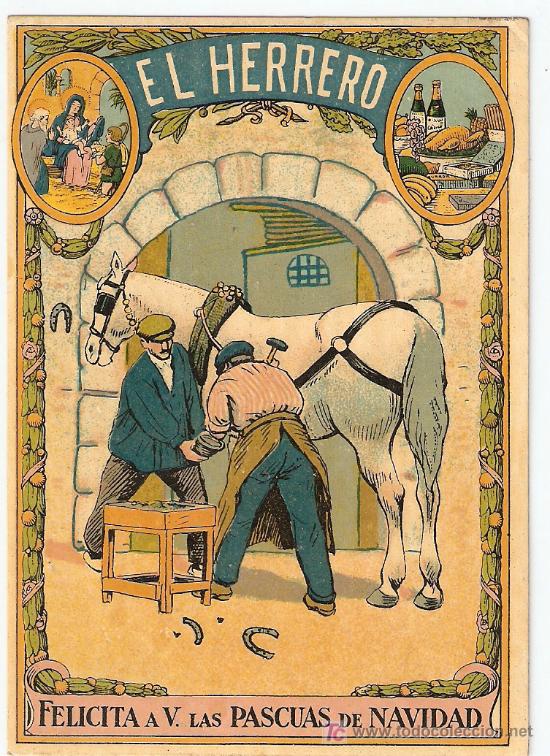 Postales: EL HERRERO- Felicita las Pascuas de Navidad -Dibujo creo de Opisso- Vell i Bell