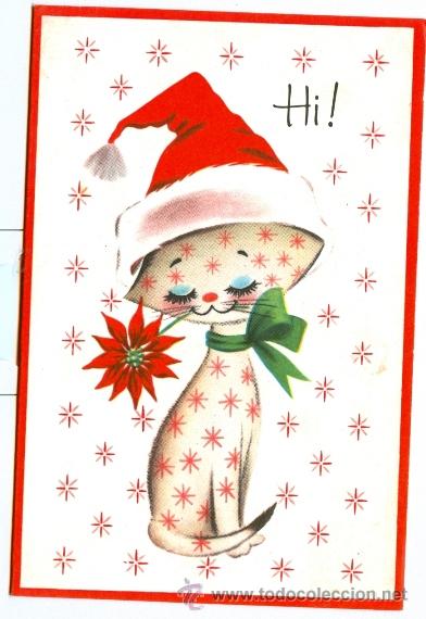 Postales: FELICITACION NAVIDAD GATITO CON GORRITO - Foto 1