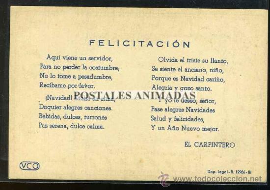Postales: FELICITACION DE NAVIDAD - EL CARPINTERO - VCO - Foto 2