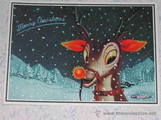Cartes Postales: Postal SKY RADIO - Merry Christmas - Rudolph el Reno.
