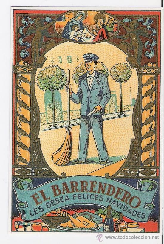 Postales: FELICITACION DE NAVIDAD  ** EL  BARRENDERO **    REPLICA DE ANTIGUA - Foto 1