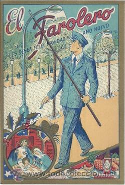 Cartes Postales: El farolero les desea Feliz navidad y A&ntilde;o Nuevo- a&ntilde;os 50