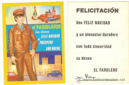 Postales: 2038T - FELICITACION EL FAROLERO LES DESEA FELIZ NAVIDAD Y A&Ntilde;O NUEVO -11,5X8,8 CM EDICI VIKINGO