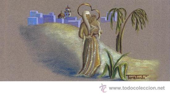 Postcards: TARJETA FELICITACI&Oacute;N DE NAVIDAD ilustrada por Tere Cant&oacute; de 10 x 21 Cms. Impresa - CREVILLENT