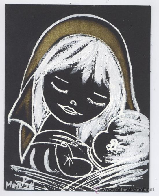 Cartoline: FELICITACION NAVIDAD *LA VIRGEN Y EL NI&Ntilde;O JES&Uacute;S* - ILUSTRA MONTSE