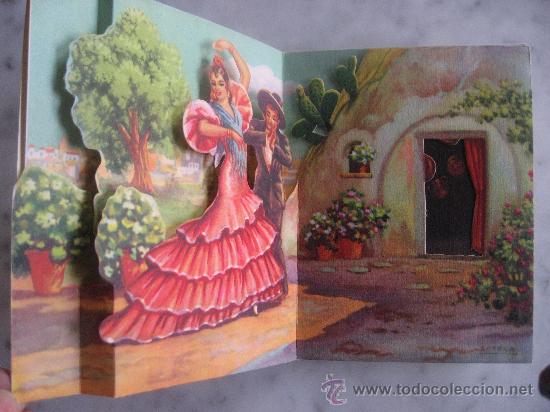 Postais: ANTIGUA FELICITACION DE NAVIDAD,TROQUELADA Y EN RELIEVE INTERIOR.SEVILLANAS.