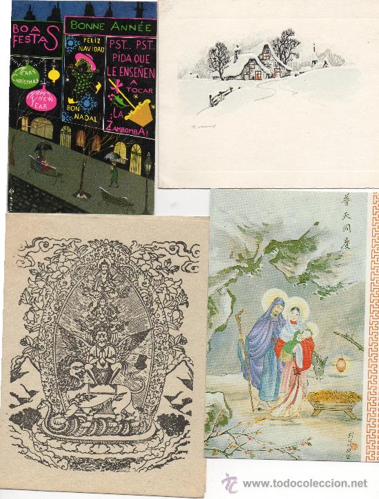 Postais: 4 postales a&ntilde;os 60 internacionales (2 escritas)