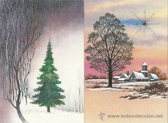 Cartoline: 6067R- ABETOS- LOTE DE 4 POSTALES - DETALLES EN DORADOS - C/U MIDE 17X11,5 CM