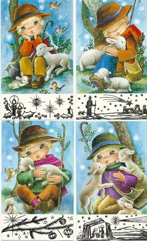 Postais: 9113 - EDICIONES CYZ - SERIE 221.28 COMPLETA A,B,C,D - 7,50 X 12,50 CM - ILUSTRA NURIA BAR&Oacute;, ( NUCO)