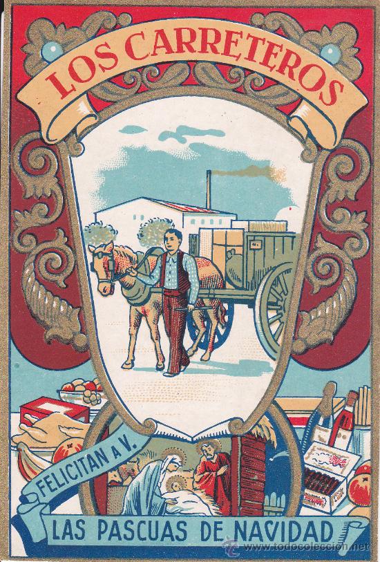 Postcards: Los Carreteros felicitan las pascuas 1930 (blanca detr&aacute;s)