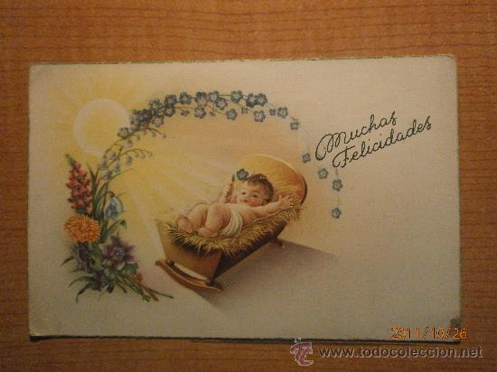 Postales: ANTIGUA POSTAL FELICITACION NI&Ntilde;O JESUS ESCRITA