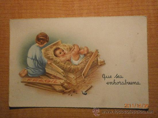 Postales: ANTIGUA POSTAL FELICITACION NI&Ntilde;O JESUS ESCRITA