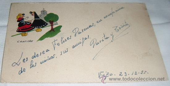 Postales: postal de navidad pintada a mano circulada fecha 1955