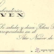 Postales: TARJETA FELICITACION NAVIDAD LABORATORIOS IVEN.1960.. Lote 29606199