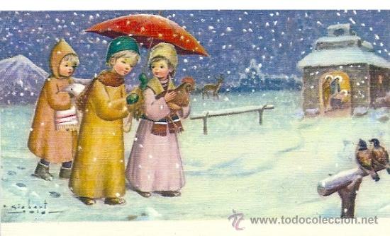 Postais: 0856A - EDICIONES SUBI SERIE 10687.2 - ILUSTRA GISBERT SOLER -DIPTICA -11X7CM