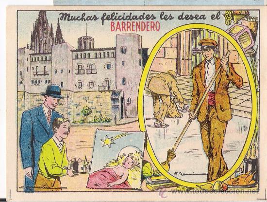 Postales: FELICITACION NAVIDAD  **EL BARRENDERO**        A&Ntilde;O 1943 - Foto 1