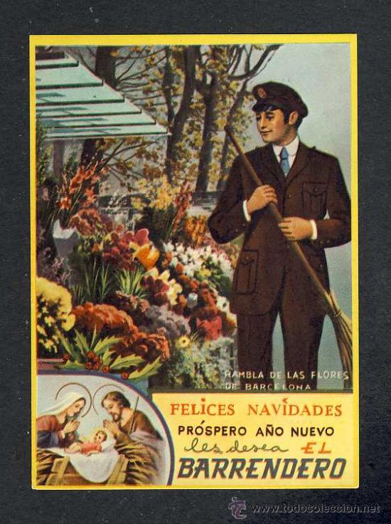 Postales: Felicitacion navide&ntilde;a de Oficios: EL BARRENDERO - Foto 1