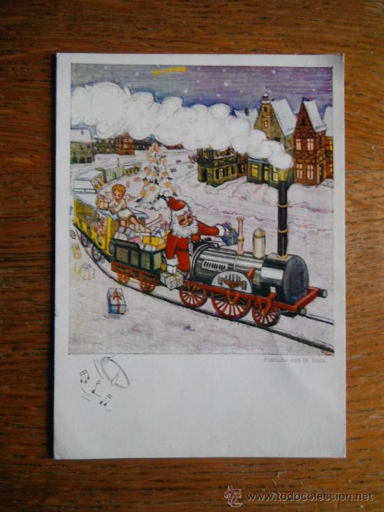 Postkarten: Postal Felicitacion Navidad 1962. Pintado con la boca