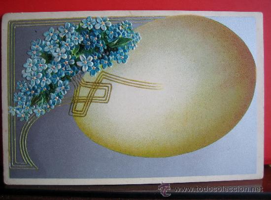 Postales: PRECIOSA POSTAL MODERNISTA - ART NOUVEAU  HACIA 1900 FELICITACION PASCUA CON RELIEVES Y PLATEADOS