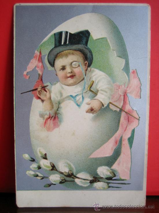 Postales: PRECIOSA POSTAL MODERNISTA - ART NOUVEAU HACIA 1900 TEMATICA PASCUA CON RELIEVES Y PLATEADOS