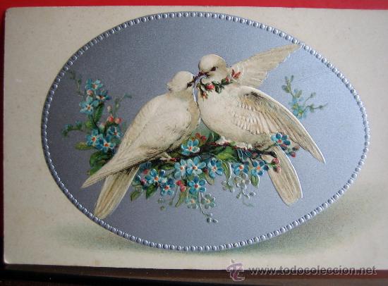 Postales: PRECIOSA POSTAL MODERNISTA - ART NOUVEAU  HACIA 1900 FELICITACION PASCUA  CON RELIEVES Y PLATEADOS