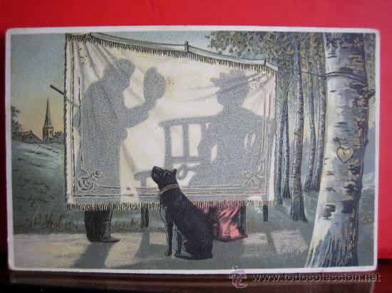 Postales: PRECIOSA POSTAL MODERNISTA - ART NOUVEAU HACIA 1900 FELICITACION SAN VALENTIN- RELIEVES Y PLATEADOS