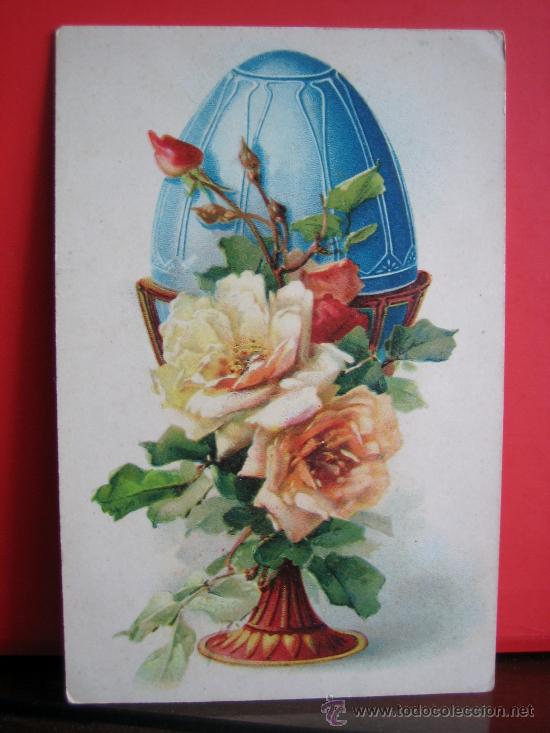 Postales: PRECIOSA POSTAL MODERNISTA - ART NOUVEAU  HACIA 1900 FELICITACION PASCUA  CON RELIEVES Y PLATEADOS