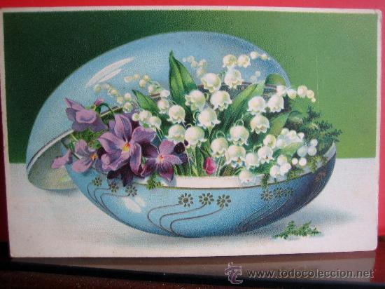 Postales: PRECIOSA POSTAL MODERNISTA - ART NOUVEAU  HACIA 1900 FELICITACION PASCUA  CON RELIEVES Y PLATEADOS