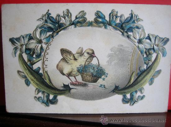 Postales: PRECIOSA POSTAL MODERNISTA - ART NOUVEAU  HACIA 1900 FELICITACION PASCUA  CON RELIEVES Y PLATEADOS