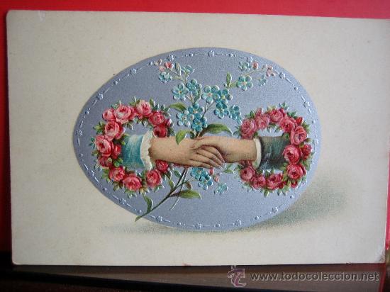 Postales: PRECIOSA POSTAL MODERNISTA - ART NOUVEAU  HACIA 1900 FELICITACION PASCUA  CON RELIEVES Y PLATEADOS