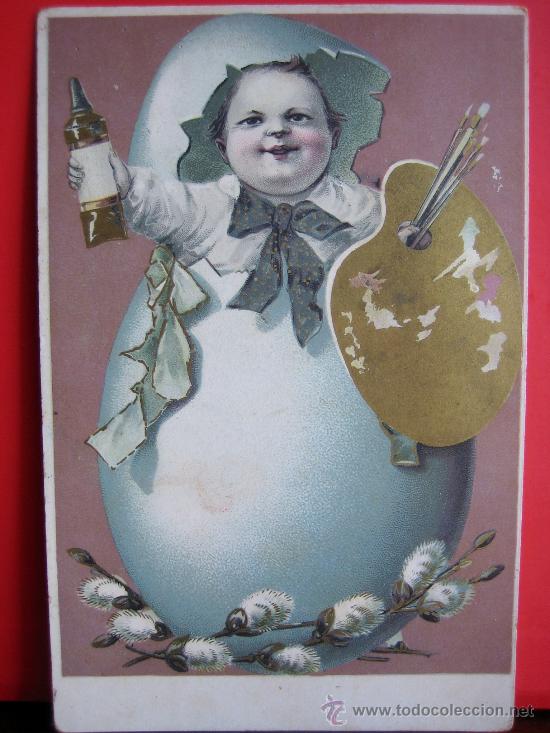 Postales: PRECIOSA POSTAL MODERNISTA - ART NOUVEAU  HACIA 1900 FELICITACION PASCUA