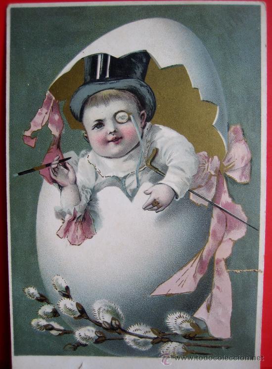 Postales: PRECIOSA POSTAL MODERNISTA - ART NOUVEAU  HACIA 1900 FELICITACION PASCUA
