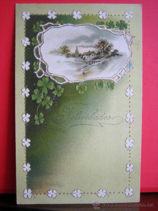 Postales: PRECIOSA POSTAL MODERNISTA - ART NOUVEAU  HACIA 1900 FELICITACION PASCUA - PAISAJE NEVADO