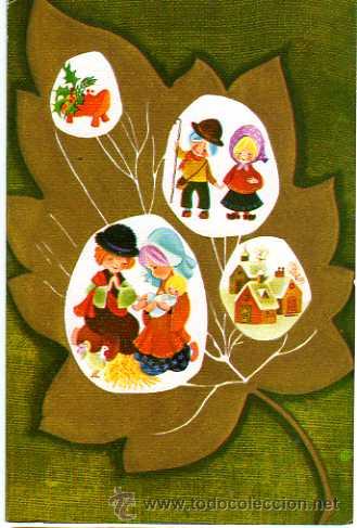 Postkarten: Felicitaci&oacute;n de Navidad. Escrita. Medidas 13 x 8.5 aprox.