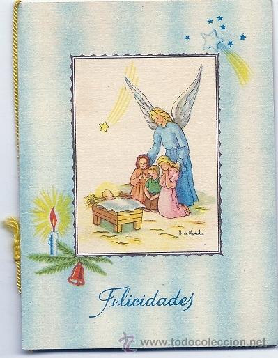 Postcards: 6032X - HERMOSIS&Iacute;MA Y ANTIGUA FELICITACI&Oacute;N -DATA 1951 - DIPTICA 12,5 X9,5 CM - ILUSTRA M. DE OLA&Ntilde;ETA