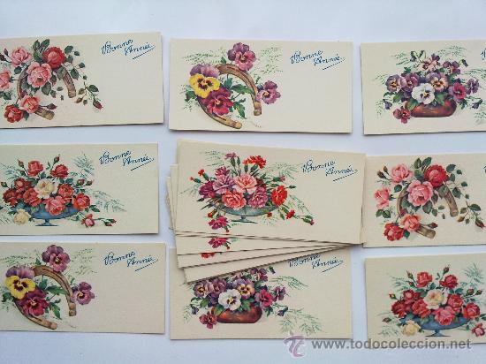 Postais: LOTE 25 FELICITACIONES, FELCITACION A&Ntilde;O NUEVO, FLORES, HERRADURA, FELICITA EN FRANCES