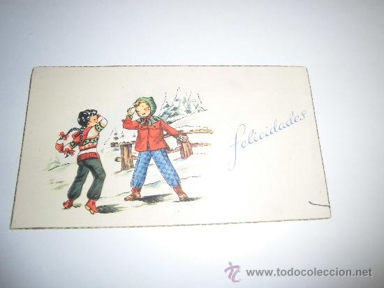 Postkarten: FELICITACION NAVIDE&Ntilde;A NI&Ntilde;OS EN LA NIEVE