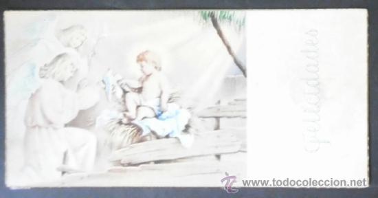 Postales: (410)FELICITACION NAVIDE&Ntilde;A 12X6 CM APROX,NI&Ntilde;O JESUS Y ANGELES,CONSERVACION
