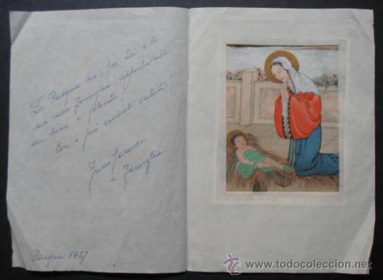 Postales: (594)FELICITACION NAVIDE&Ntilde;A 15X11 CM APROX,VIRGEN MARIA Y NI&Ntilde;O JESUS,1957,