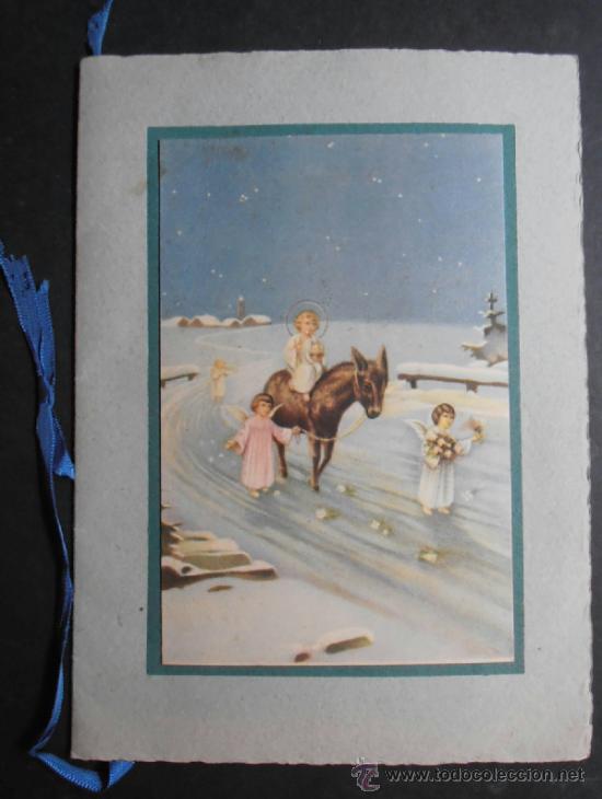Postales: (661)FELICITACION NAVIDE&Ntilde;A 18X13 CM APROX,NI&Ntilde;O JESUS MONTADO EN BURRO,